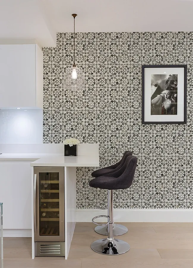 Brewster Home Fashions Izeda Black Floral Tile Wallpaper - SKU 2980-26196
