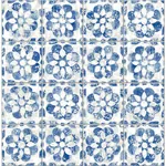Brewster Home Fashions Izeda Blue Floral Tile Wallpaper - SKU 2980-26192