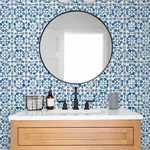 Brewster Home Fashions Izeda Blue Floral Tile Wallpaper - SKU 2980-26192