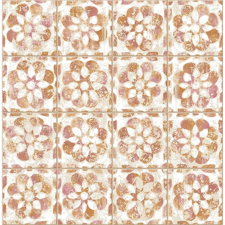 2980-26194 | Izeda Coral Floral Tile Wallpaper