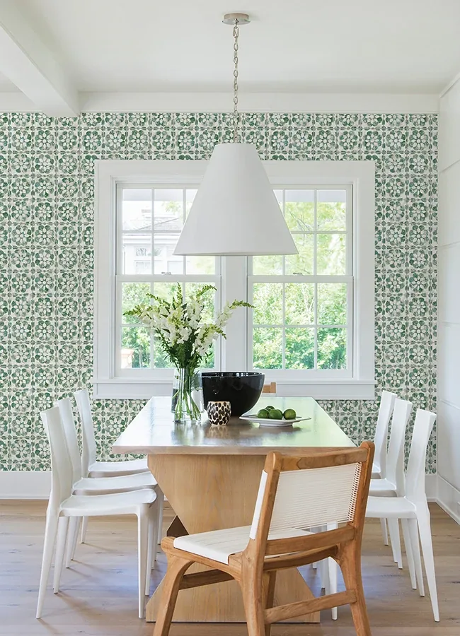 Brewster Home Fashions Izeda Green Floral Tile Wallpaper - SKU 2980-26193