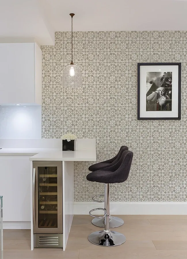 Brewster Home Fashions Izeda Taupe Floral Tile Wallpaper - SKU 2980-26195