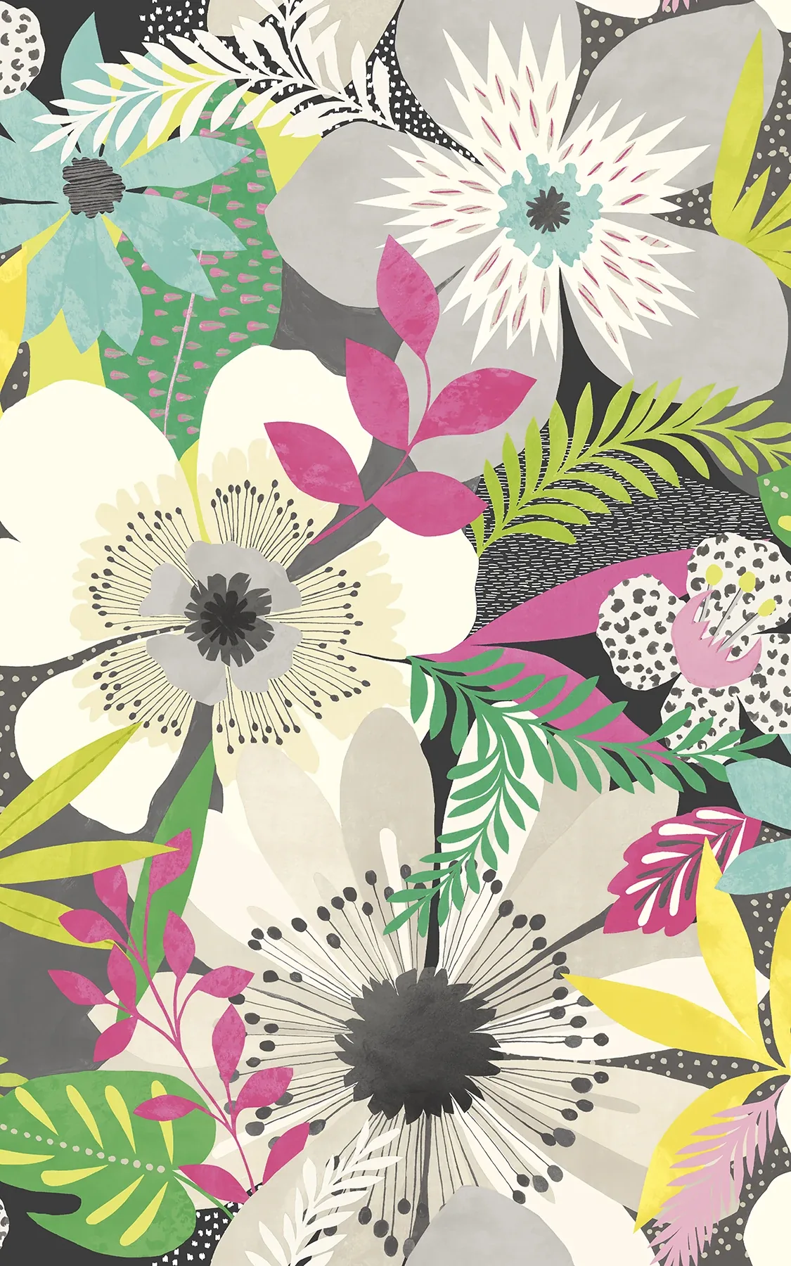 Brewster Home Fashions Janis Charcoal Floral Riot Wallpaper - SKU CEP50101W