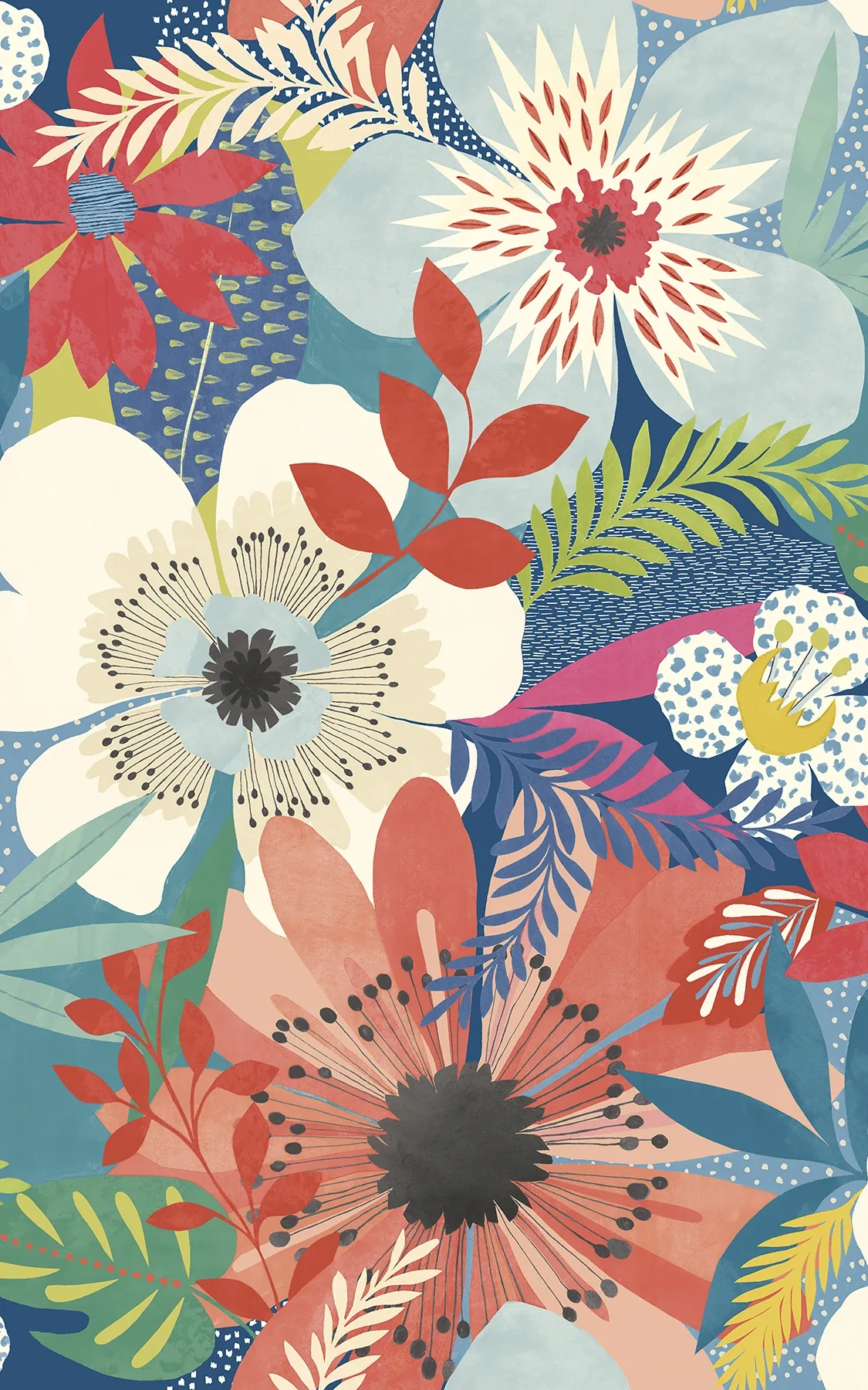 CEP50104W | Janis Indigo Floral Riot Wallpaper