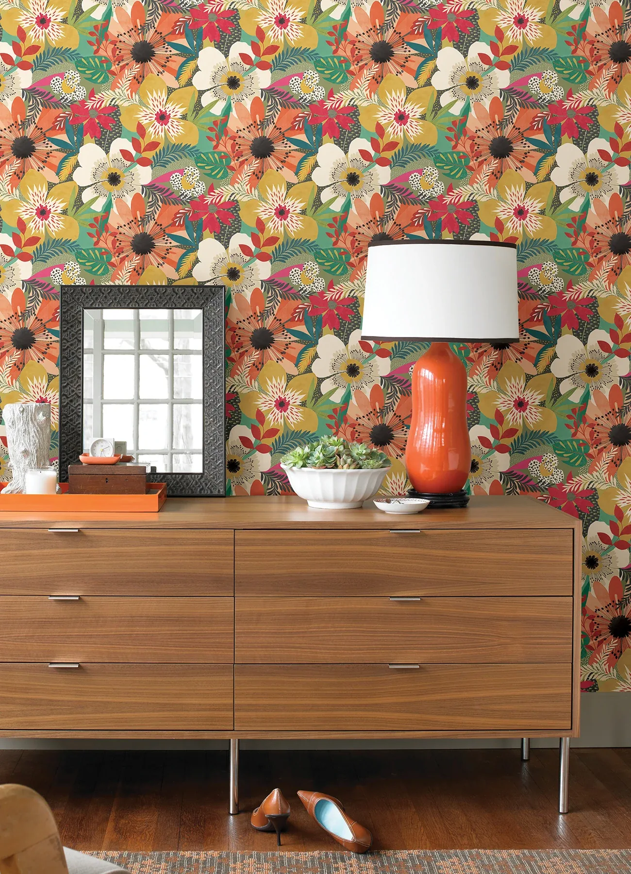 Brewster Home Fashions Janis Olive Floral Riot Wallpaper - SKU CEP50105W
