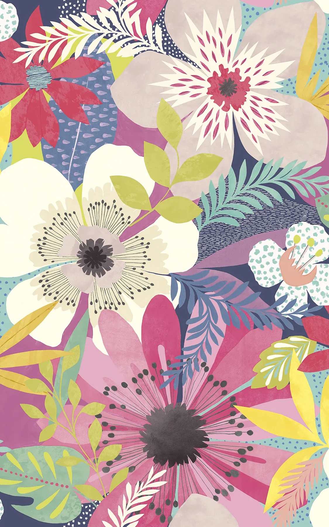 CEP50106W | Janis Raspberry Floral Riot Wallpaper