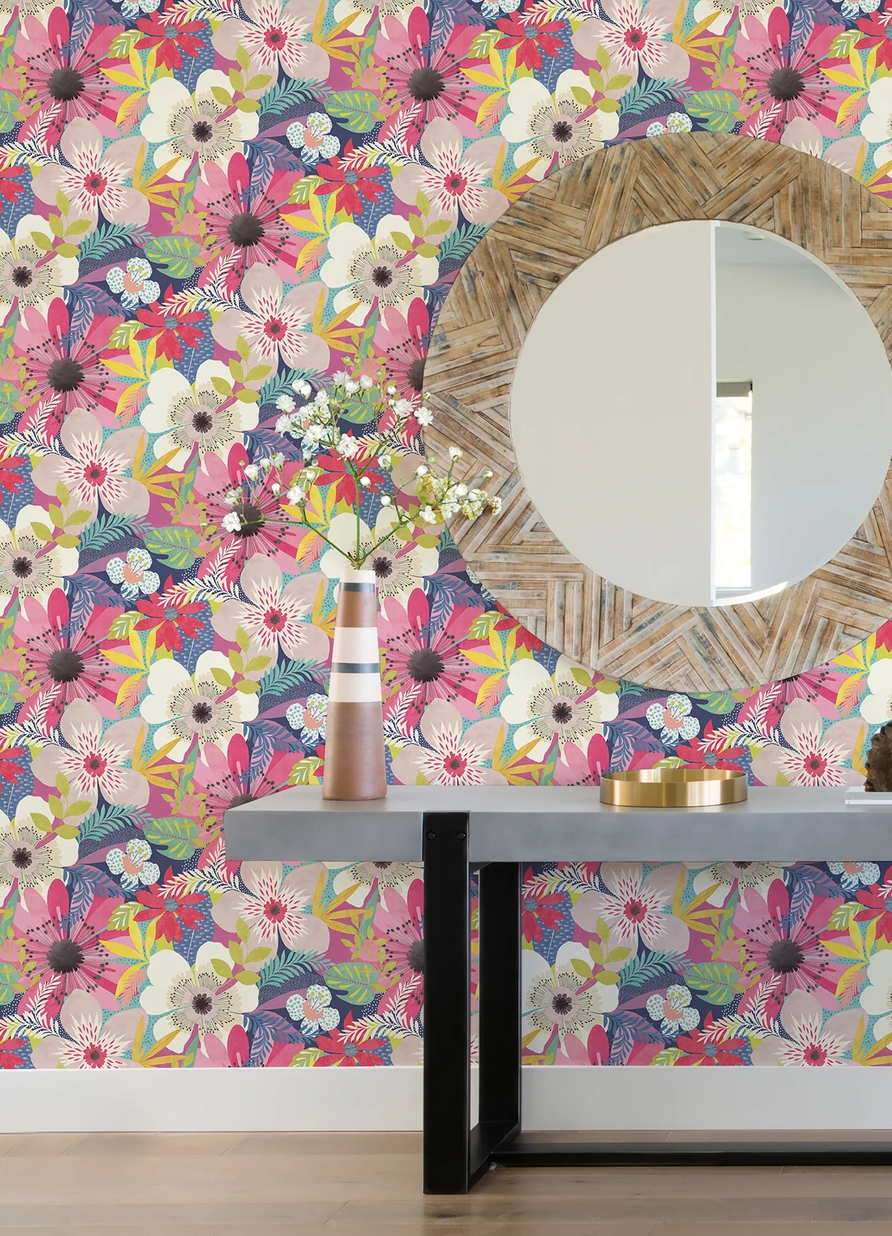 Brewster Home Fashions Janis Raspberry Floral Riot Wallpaper - SKU CEP50106W