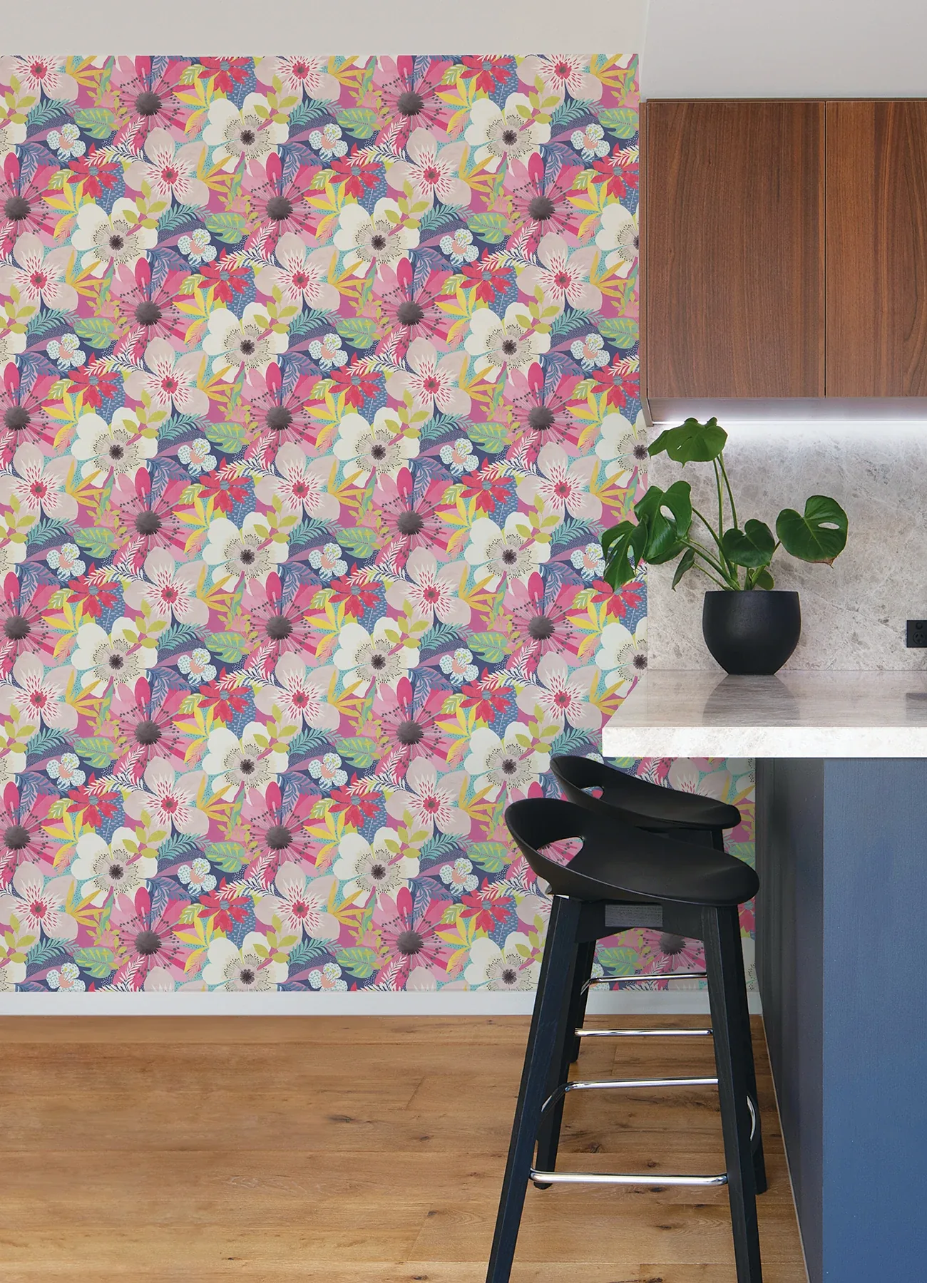 Brewster Home Fashions Janis Raspberry Floral Riot Wallpaper - SKU CEP50106W