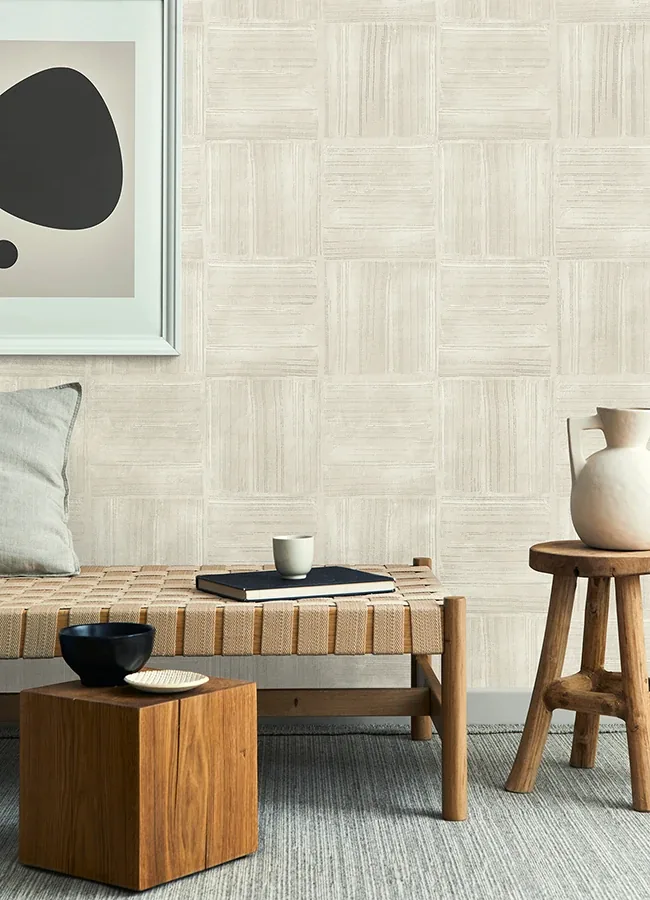 Brewster Home Fashions Jasper Ivory Block Texture Wallpaper - SKU 4125-26738