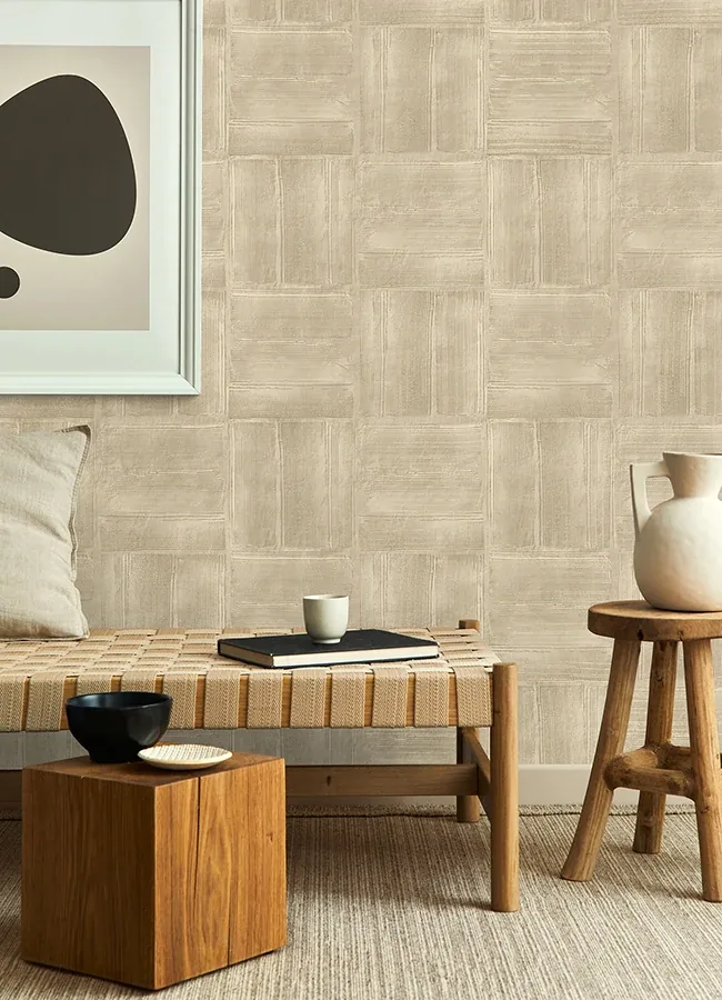 Brewster Home Fashions Jasper Neutral Block Texture Wallpaper - SKU 4125-26735
