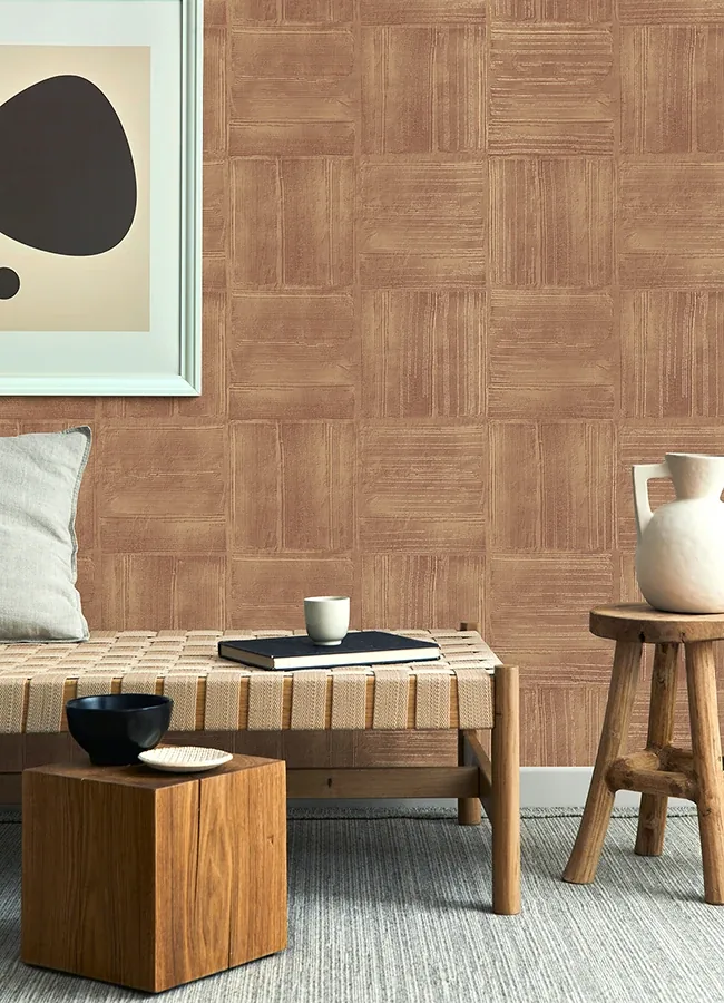 Brewster Home Fashions Jasper Rust Block Texture Wallpaper - SKU 4125-26736