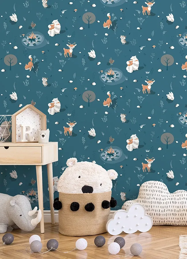 Brewster Home Fashions Jesper Blue Campfire Wallpaper - SKU 4060-31311