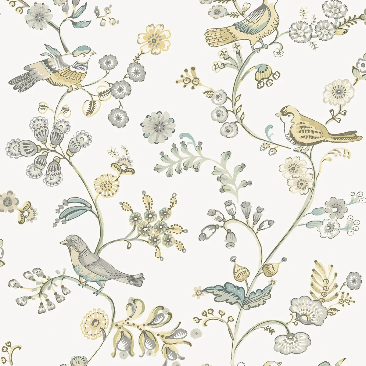 Brewster Home Fashions Jinjur Light Yellow Bird Trail Wallpaper - SKU 3122-10800