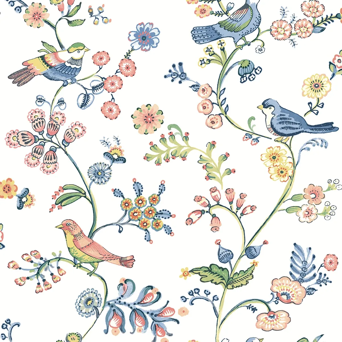 Brewster Home Fashions Jinjur Multicolor Bird Trail Wallpaper - SKU 3122-10801