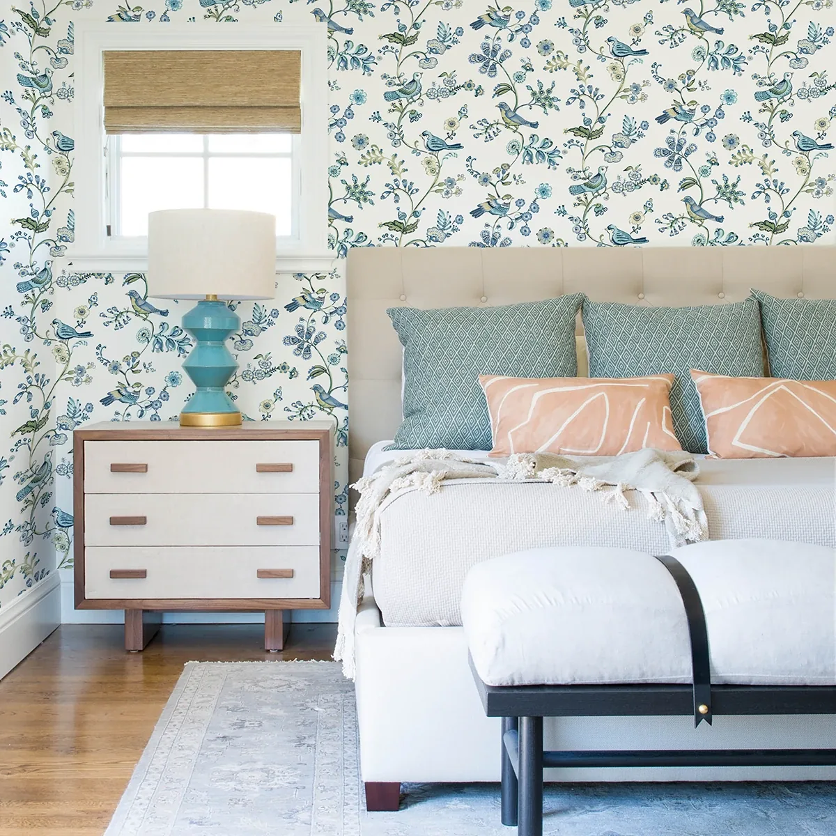Brewster Home Fashions Jinjur Teal Bird Trail Wallpaper - SKU 3122-10802