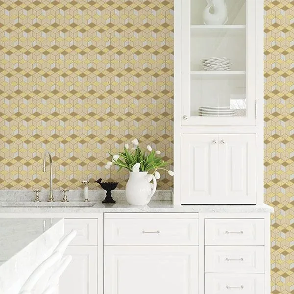 Brewster Home Fashions Joanne Mustard Blox Wallpaper | Wallpaper Twins Brewster Home Fashions Joanne Mustard Blox Wallpaper - SKU 2809-IH18101