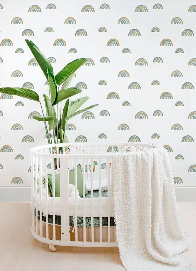 Brewster Home Fashions Joss Teal Rainbow Wallpaper | Wallpaper Twins Brewster Home Fashions Joss Teal Rainbow Wallpaper - SKU 4060-139254