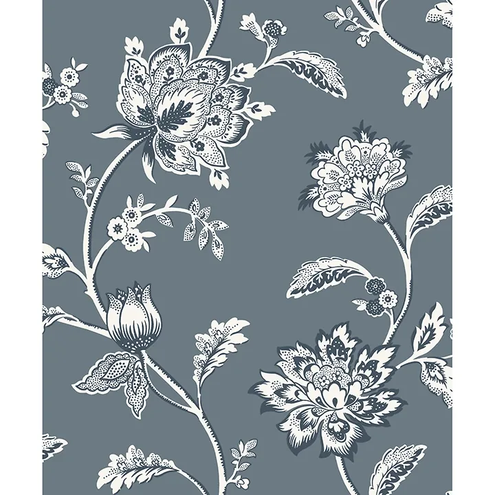 Brewster Home Fashions Juliette Blue Jacobean Wallpaper - SKU FD43453
