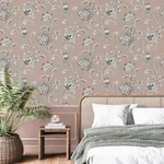 Brewster Home Fashions Juliette Light Pink Jacobean Wallpaper - SKU FD43451