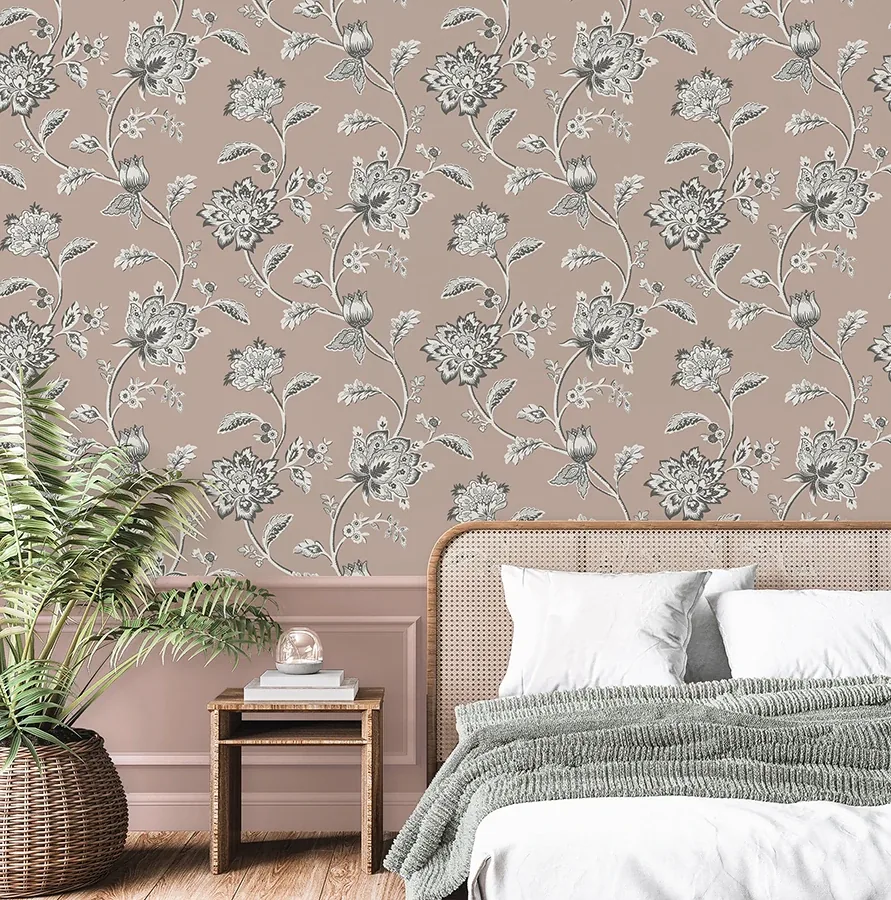 Brewster Home Fashions Juliette Light Pink Jacobean Wallpaper - SKU FD43451