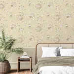 Brewster Home Fashions Juliette Light Yellow Jacobean Wallpaper - SKU FD43452