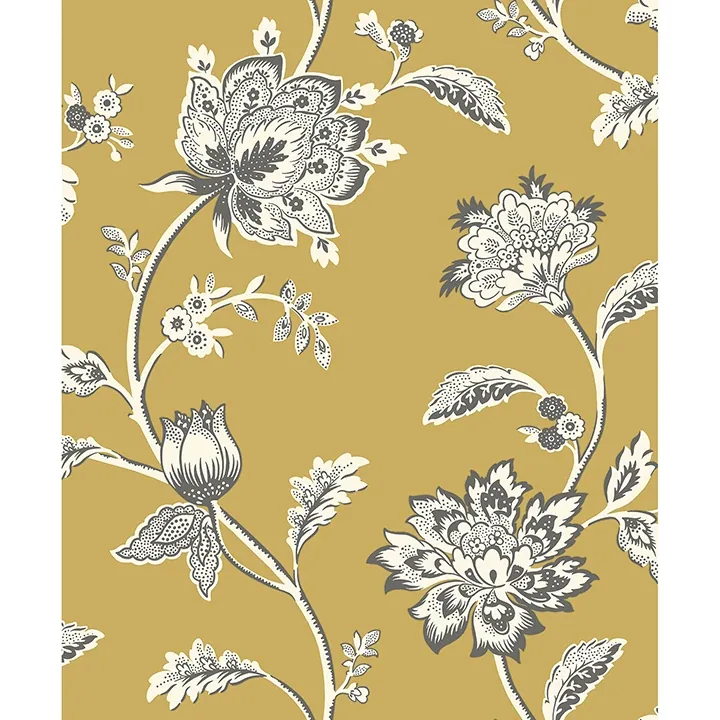 Brewster Home Fashions Juliette Mustard Jacobean Wallpaper - SKU FD43450