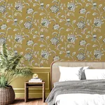 Brewster Home Fashions Juliette Mustard Jacobean Wallpaper | Wallpaper Twins Brewster Home Fashions Juliette Mustard Jacobean Wallpaper - SKU FD43450