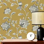 Brewster Home Fashions Juliette Mustard Jacobean Wallpaper | Wallpaper Twins Brewster Home Fashions Juliette Mustard Jacobean Wallpaper - SKU FD43450