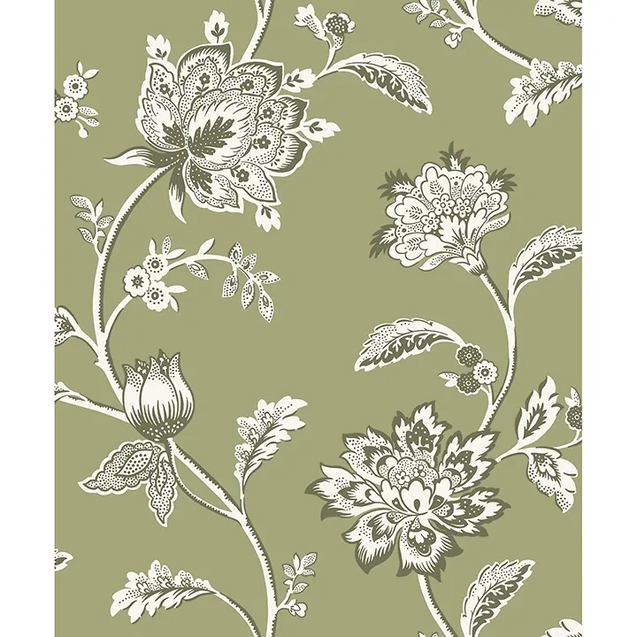 Brewster Home Fashions Juliette Sage Jacobean Wallpaper - SKU FD43454