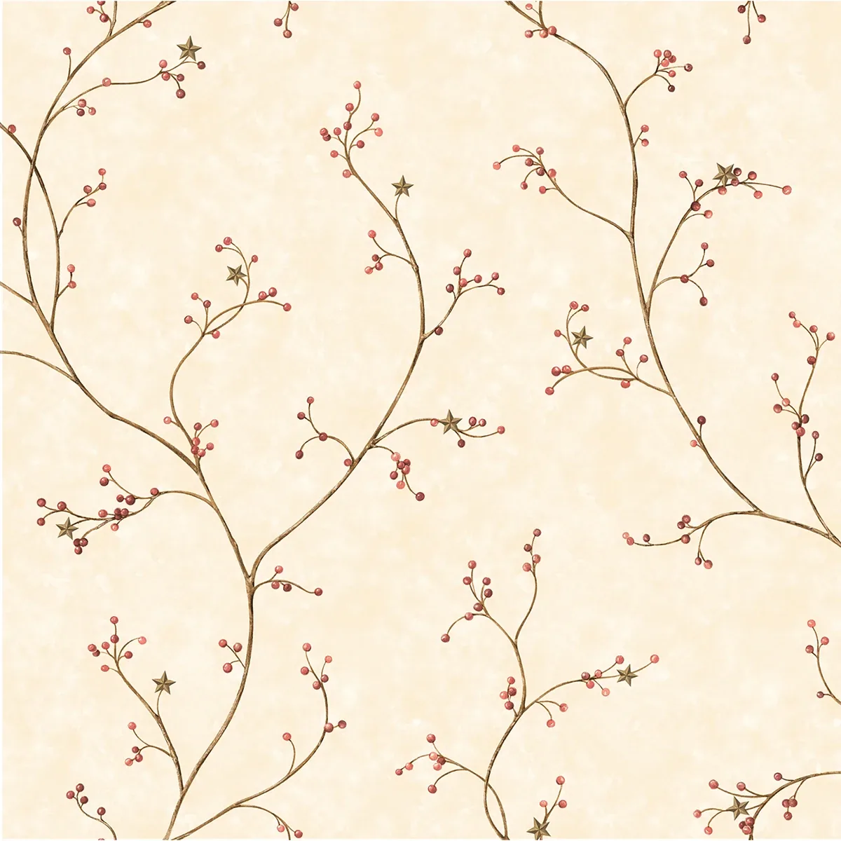 Brewster Home Fashions Justine Khaki Berry Trail Wallpaper - SKU 3123-44034