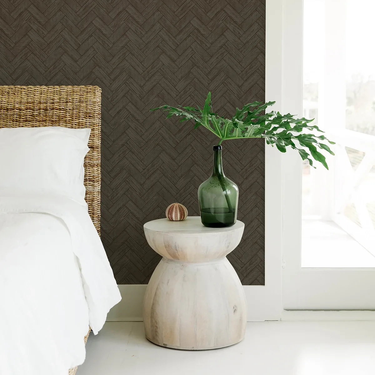Brewster Home Fashions Kaliko Charcoal Wood Herringbone Wallpaper - SKU 3122-10110