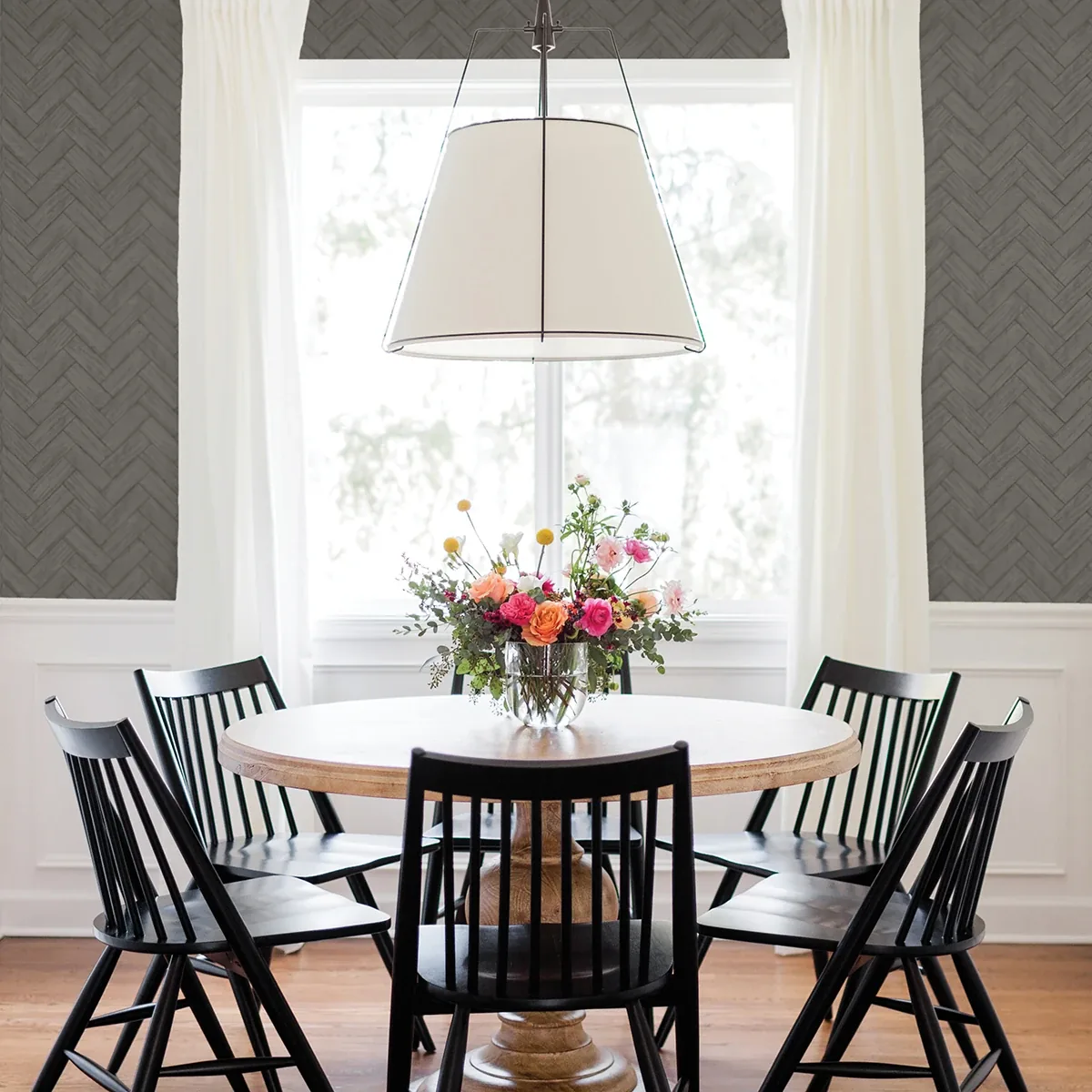 Brewster Home Fashions Kaliko Dark Grey Wood Herringbone Wallpaper - SKU 3123-10110