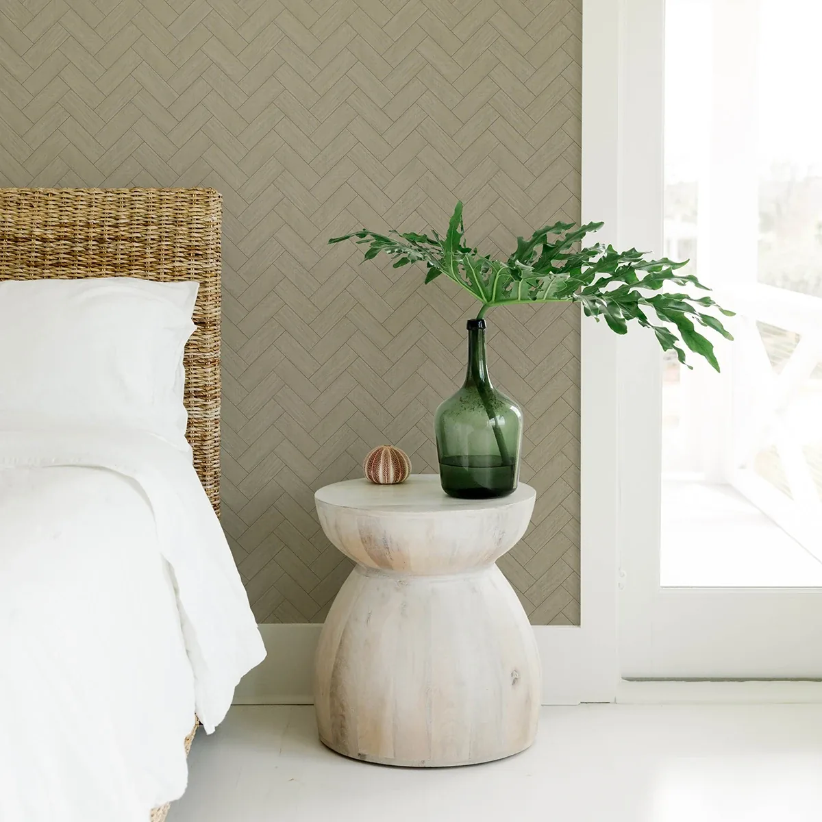 Brewster Home Fashions Kaliko Green Wood Herringbone Wallpaper - SKU 3122-10104