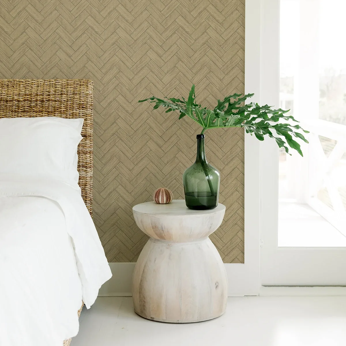 Brewster Home Fashions Kaliko Neutral Wood Herringbone Wallpaper - SKU 3122-10105