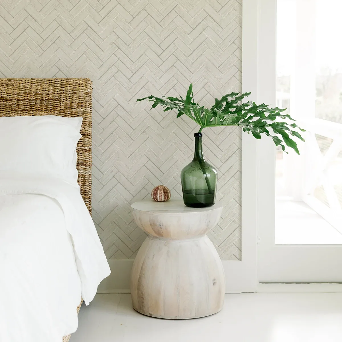 Brewster Home Fashions Kaliko White Wood Herringbone Wallpaper - SKU 3122-10100