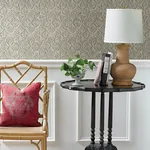 Brewster Home Fashions Karachi Taupe Wooden Damask Wallpaper | Wallpaper Twins Brewster Home Fashions Karachi Taupe Wooden Damask Wallpaper - SKU 3125-72336