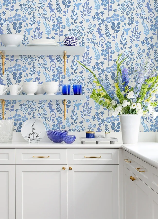 Brewster Home Fashions Karina Blue Meadow Wallpaper - SKU 2980-26171