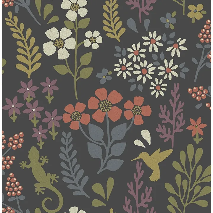 2980-26170 | Karina Charcoal Meadow Wallpaper