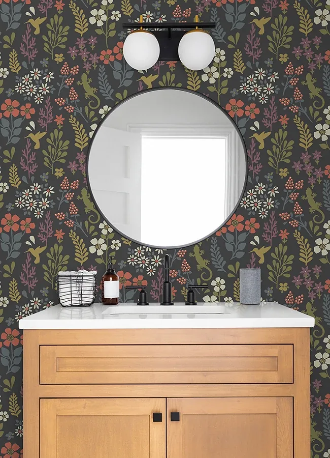 Brewster Home Fashions Karina Charcoal Meadow Wallpaper | Wallpaper Twins Brewster Home Fashions Karina Charcoal Meadow Wallpaper - SKU 2980-26170