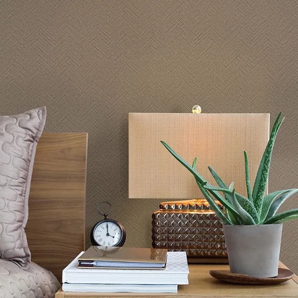 Brewster Home Fashions Karma Brown Herringhone Weave Wallpaper - SKU 2830-2764