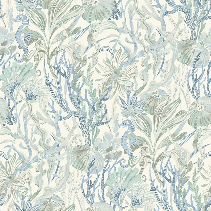 Brewster Home Fashions Kelp Garden Light Blue Tropical Reef Wallpaper - SKU 4071-71003