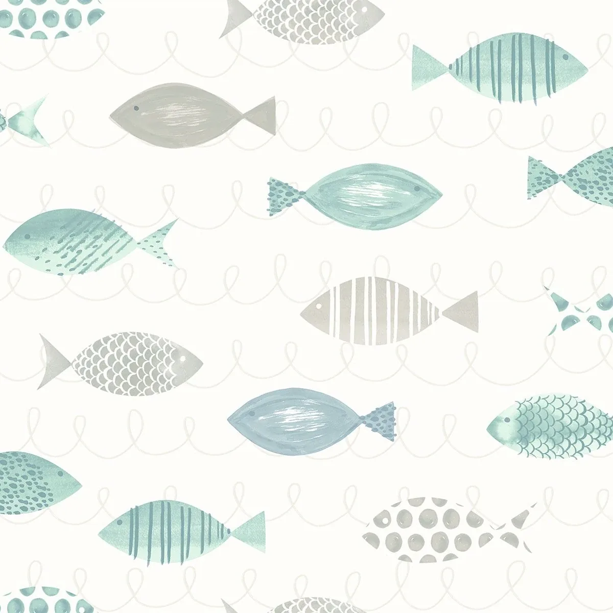 Brewster Home Fashions Key Teal Sea Fish Wallpaper - SKU 3120-12044