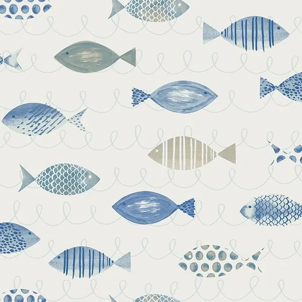 Brewster Home Fashions Key West Blue Fish Wallpaper - SKU 3113-12043