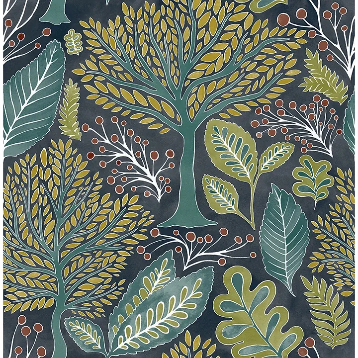 2980-26186 | Kiah Blue Forest Wallpaper