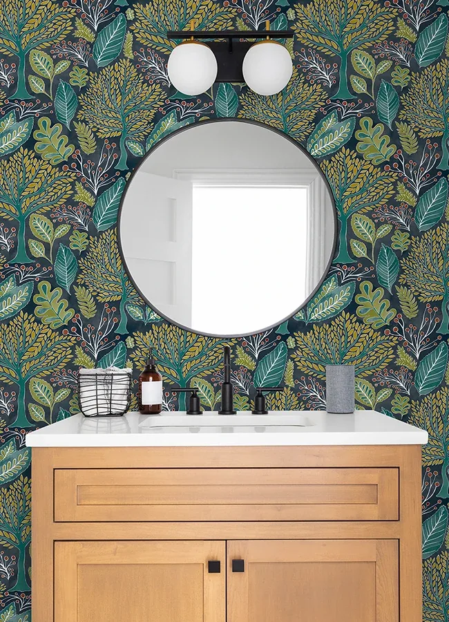 Brewster Home Fashions Kiah Blue Forest Wallpaper - SKU 2980-26186
