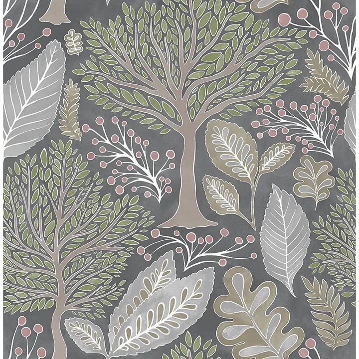 2980-26183 | Kiah Grey Forest Wallpaper