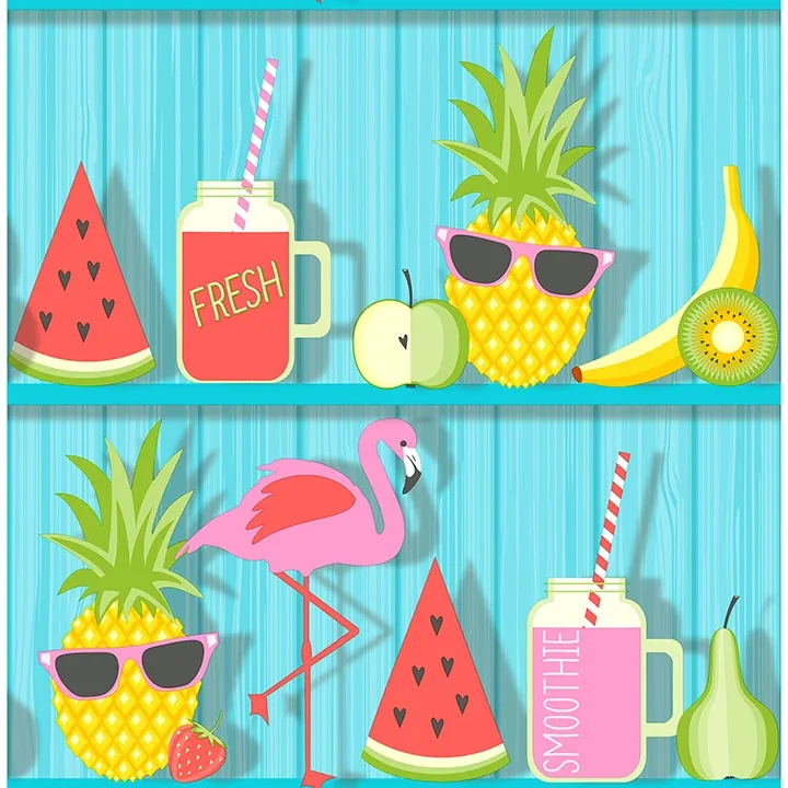 Brewster Home Fashions Kids Teal Tropical Shelves Wallpaper - SKU FD42210