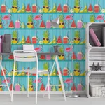 Brewster Home Fashions Kids Teal Tropical Shelves Wallpaper - SKU FD42210