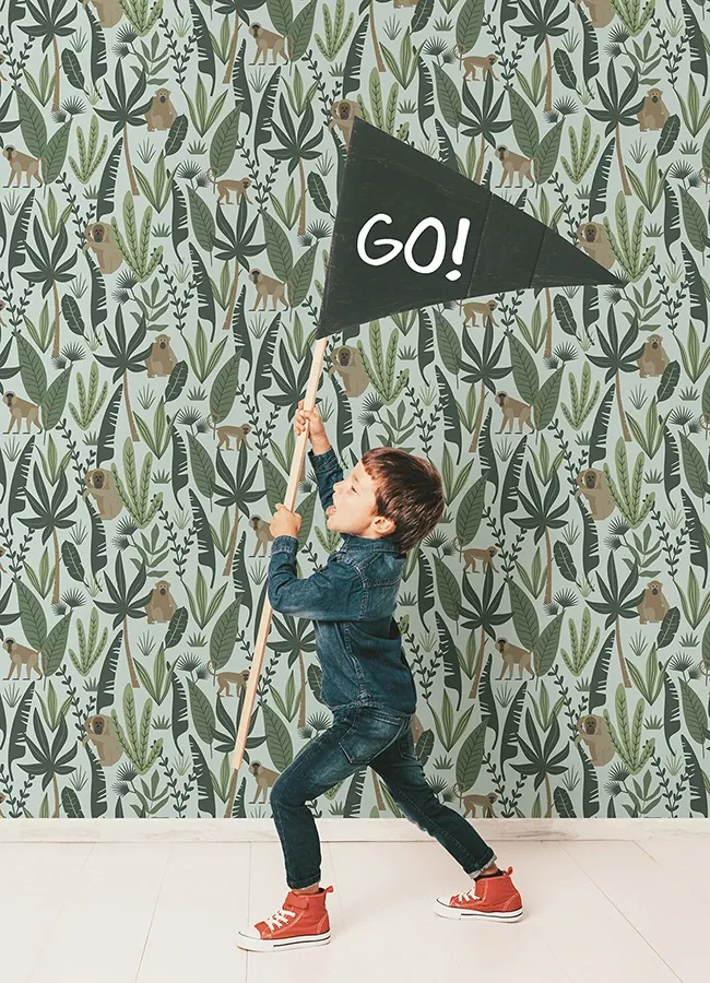 Brewster Home Fashions Kiki Green Monkeys Wallpaper - SKU 4060-139073