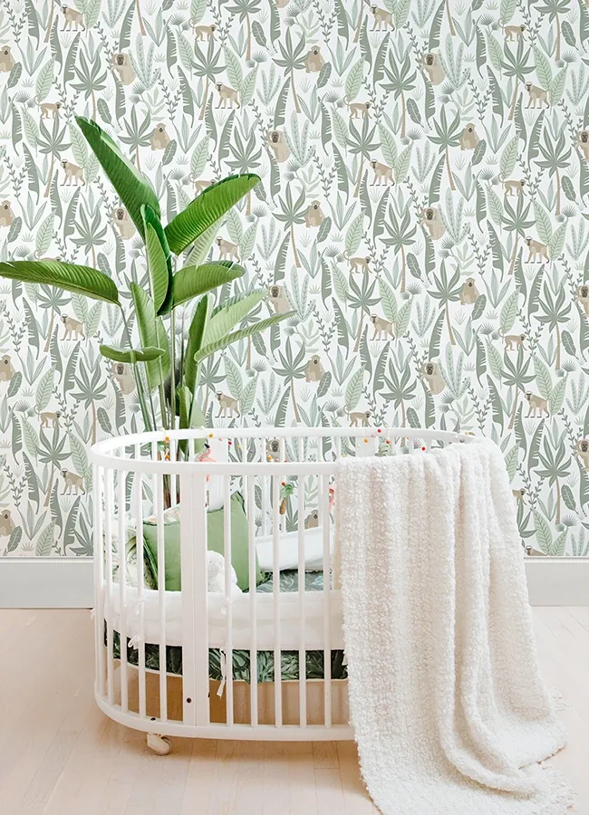 Brewster Home Fashions Kiki Light Green Monkeys Wallpaper - SKU 4060-139071